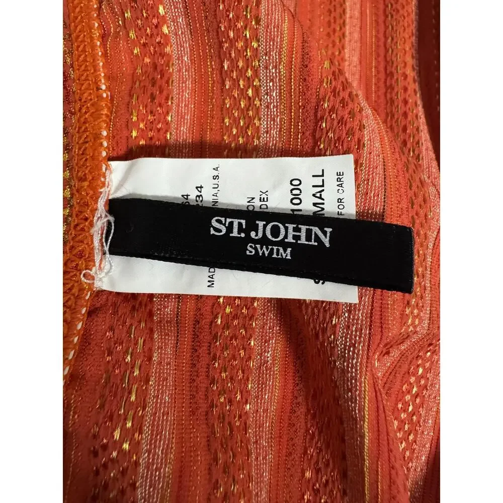 St. John Swim Skirt Womens Small Orange Gold Stripe Ring Made USA Style 1000 - Picture 8 of 9